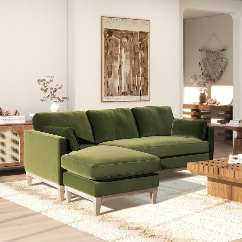 Knox 89" Performance Velvet Reversible Chaise Sectional Sofa