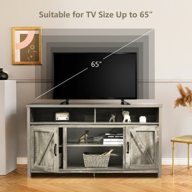 59 Inch TV Stand Media Center Console Cabinet with Barn Door for TV's 65 Inch - 59" x 16" x 32.5" (L x W x H)