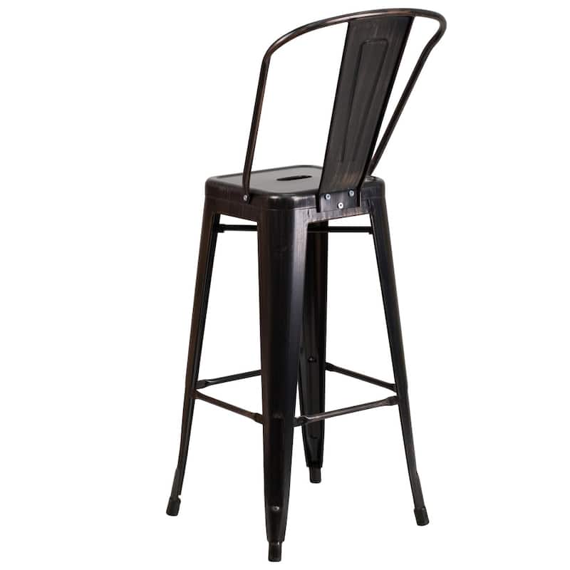 30'' High Metal Indoor-Outdoor Barstool with Back