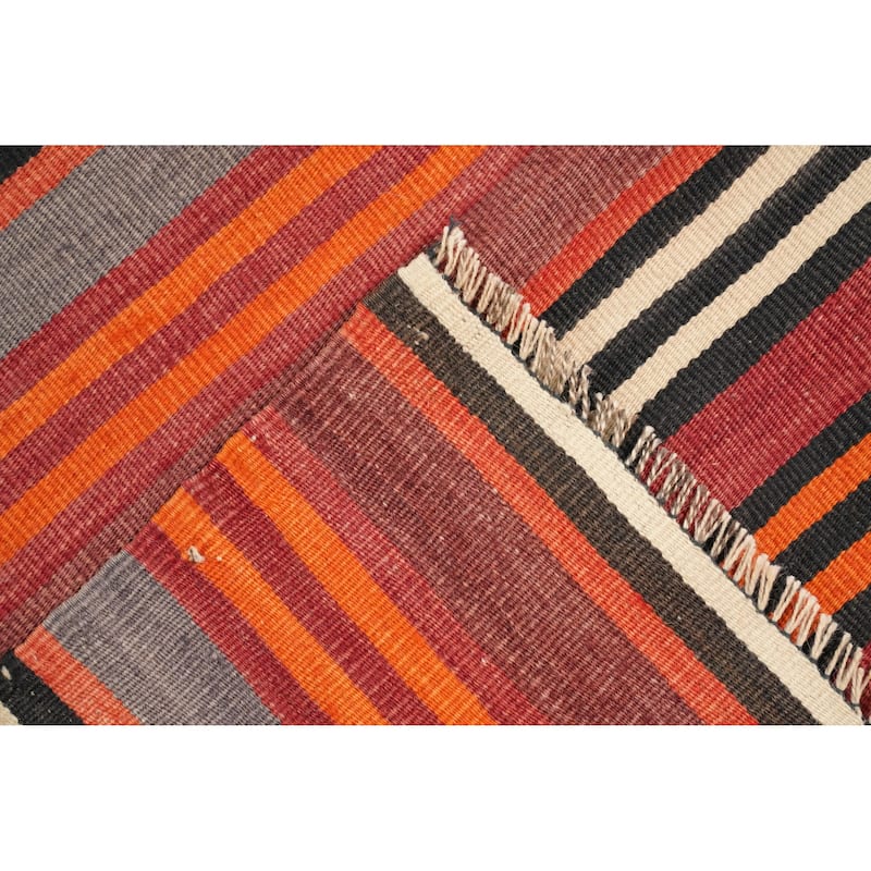 Hand Woven Oriental 100% Wool Carpet Southwestern Geometric Multi-Colored Kilim Area Rug - 7' 10'' X 5' 1''