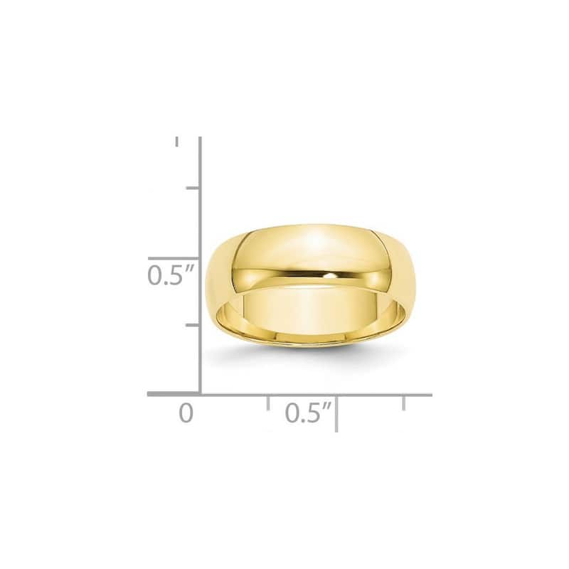 Curata 10k Yellow Gold Unisex 6 mm Half-Round Light Wedding Band (sizes 4-14)