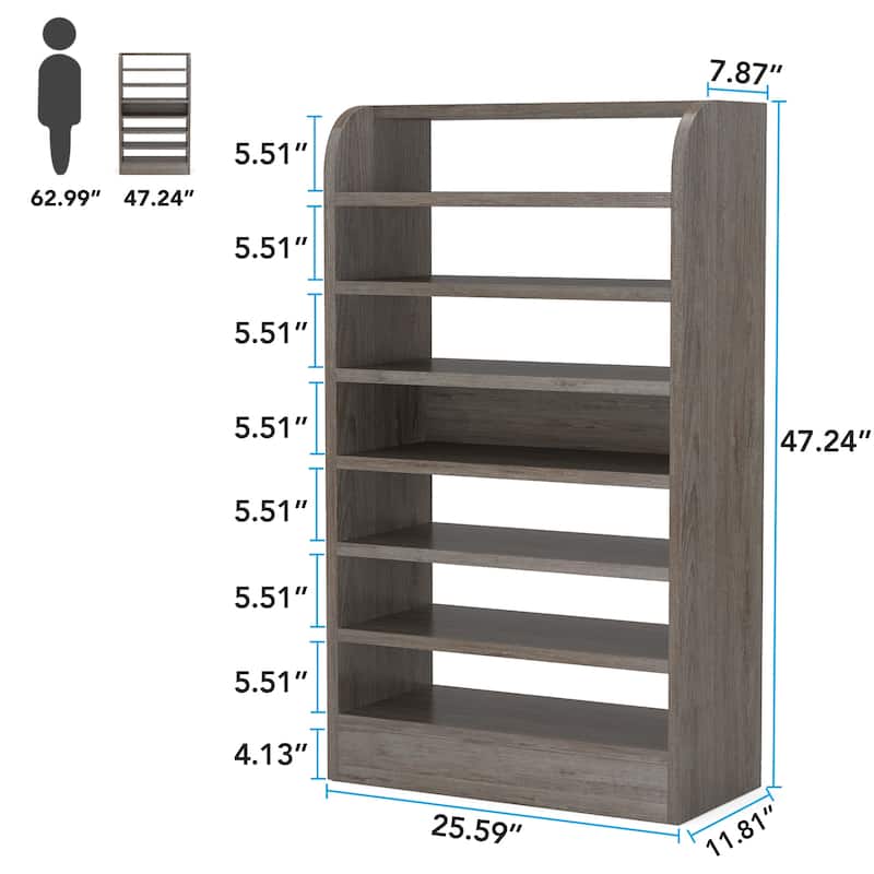 Shoe Cabinet for Entryway, 8-Tier Tall Shoe Shelf Shoes Rack Organizer, Wooden Shoe Storage Cabinet for Hallway, Closet