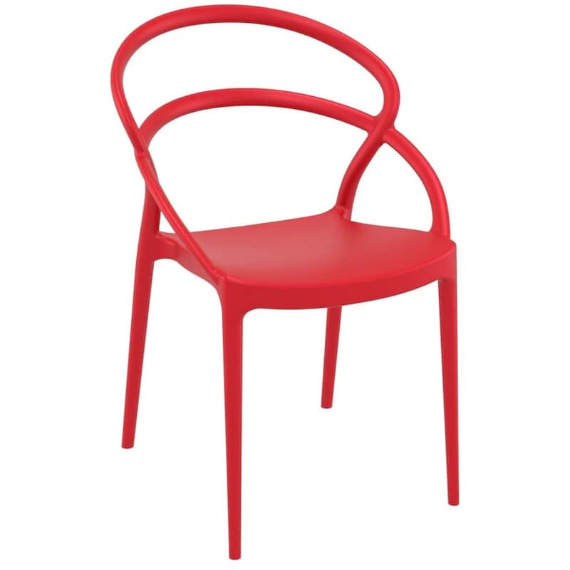32.25" Red Outdoor Patio Round Dining Chair