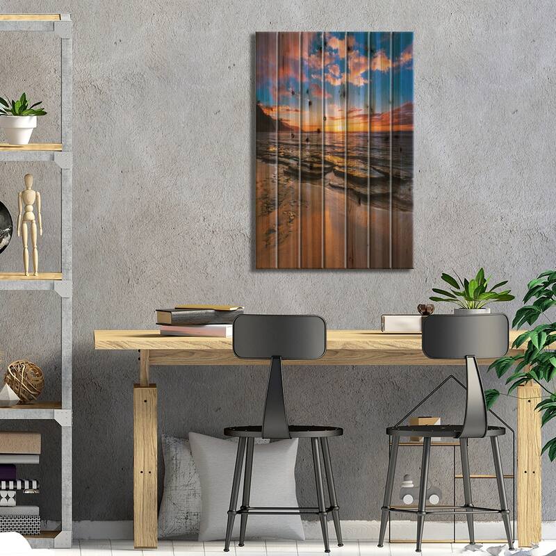 Sunset over the Na Pali Coast from Ke'e Beach, Haena State Park, Kauai, Hawaii, USA II Print On Wood by Russ Bishop