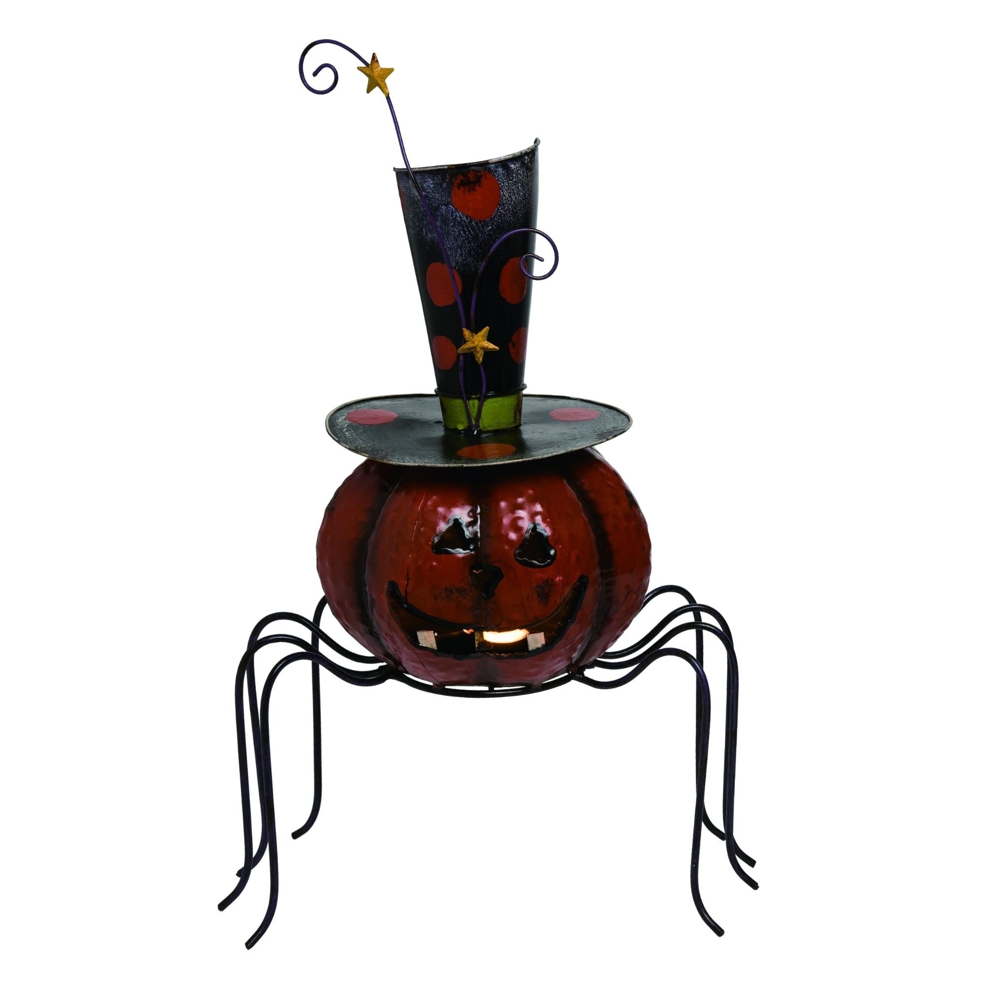Shop 20 Orange And Black Halloween Spider Pumpkin Candle Holder On Sale Overstock 31874380
