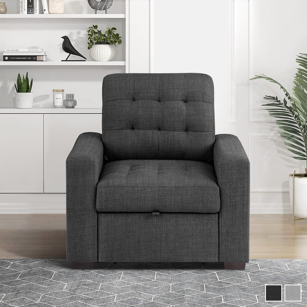 Miles Fabric Chair with Pull-out Ottoman