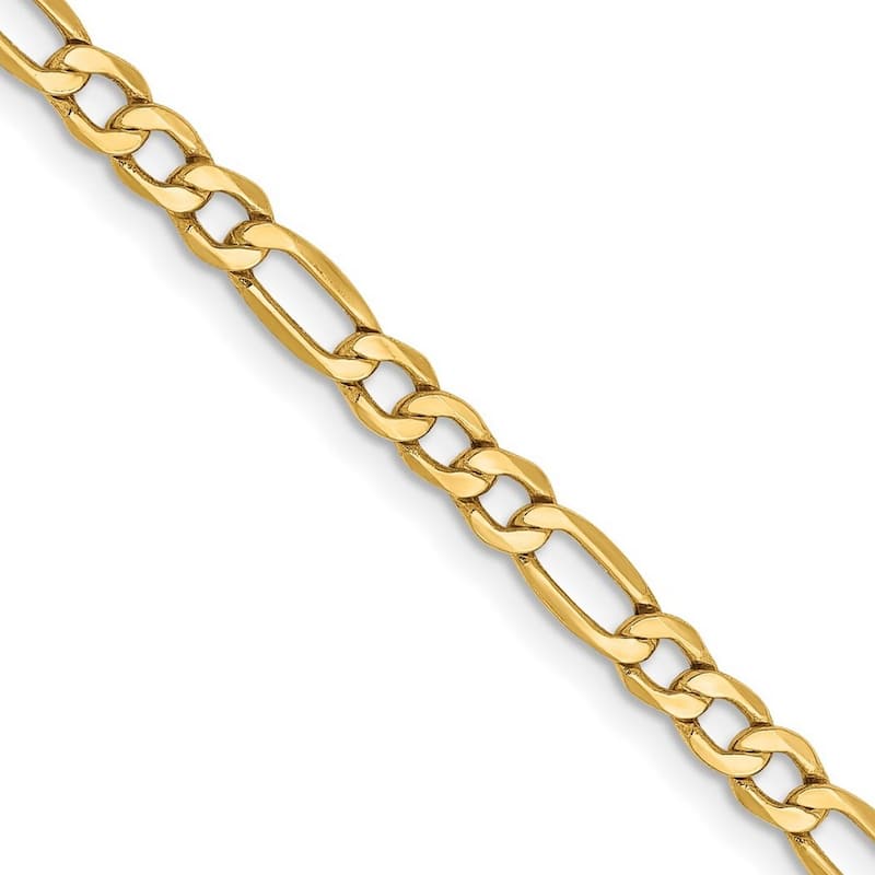 Curata 14k Yellow Gold 3.5mm Figaro Chain Necklace for Men (Lobster)