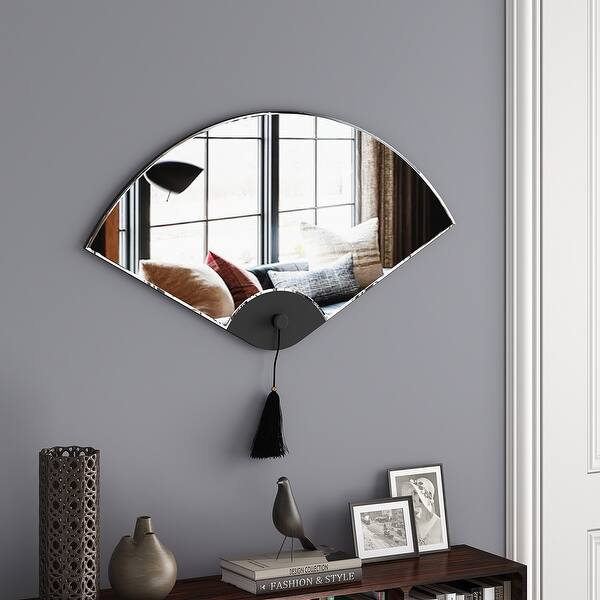 Fan Shaped Wall Accent Mirror Decorative Mirror for Living Room Bed