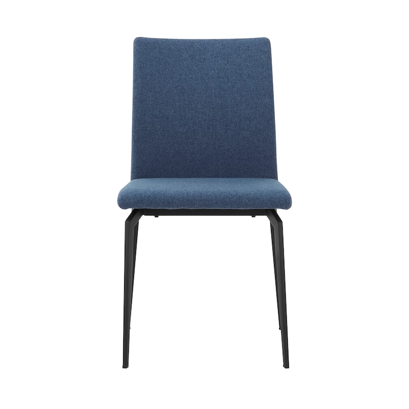 Blue Fabric and Metal Dining Room Chairs - Set of 2
