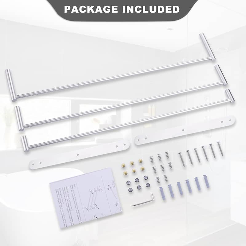 WOWOW 3-Tier Wall Mounted Towel Rack in Brushed Nickel