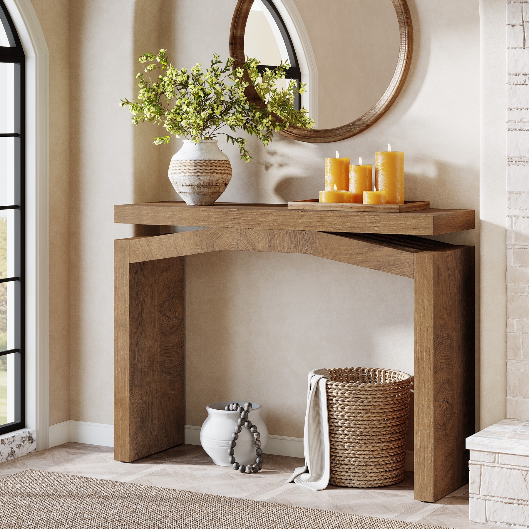 Narrow Entryway Console Table with Open Shelf and Farmhouse Style, 39.3 Inch - 39.3" L × 11.81" W × 31.5" H