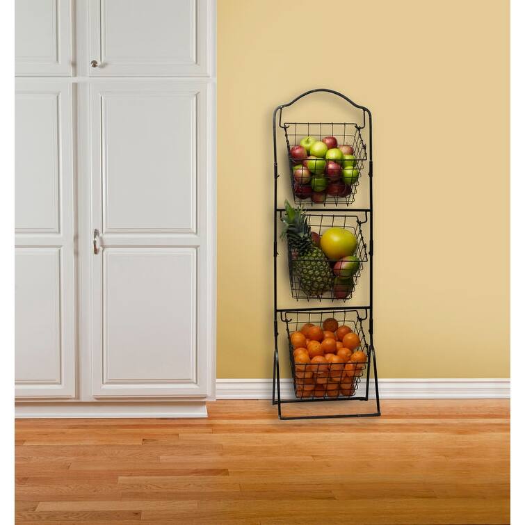 Gourmet Basics by Mikasa Rio 3 Tier Metal Floor Standing Fruit Storage Basket - 14.5" x 49"