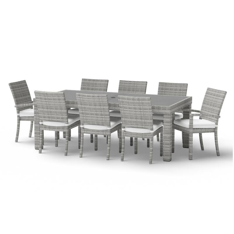Cannes 9 Piece Aluminum Outdoor Patio Dining Set