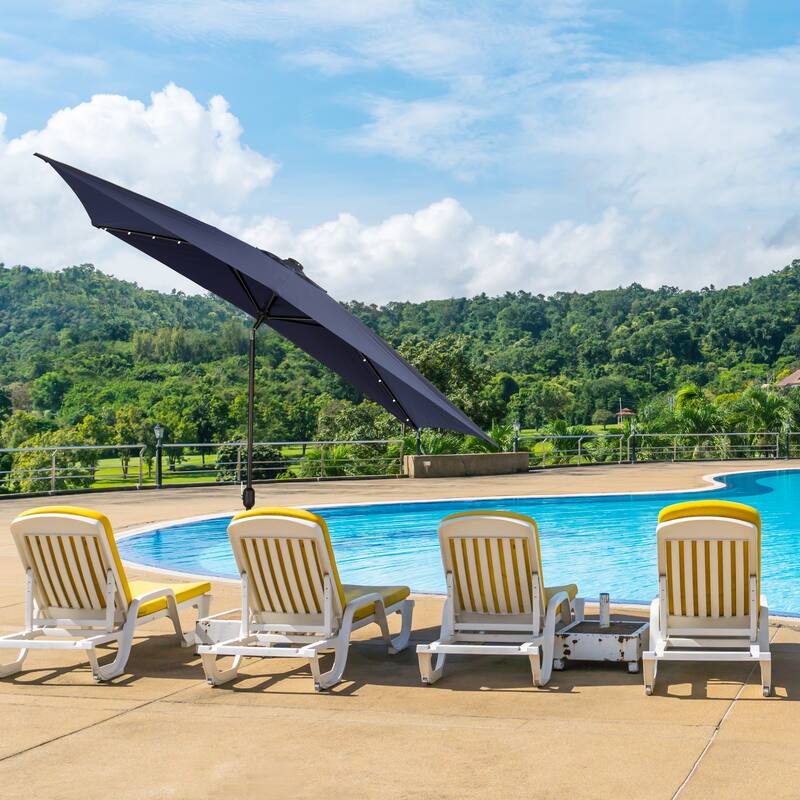Island Umbrella Nassau 6.5-ft x 10-ft Rectangular Market Umbrella with LED Bulb Lights - Breez-Tex Canopy