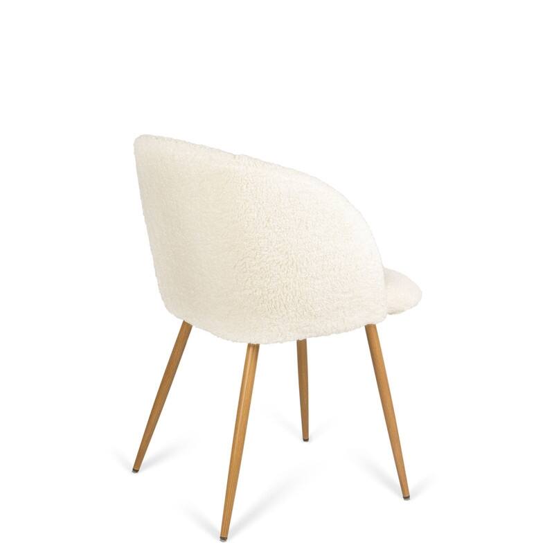 2-Piece Adjust Legs Upholstered Teddy Dining Chair