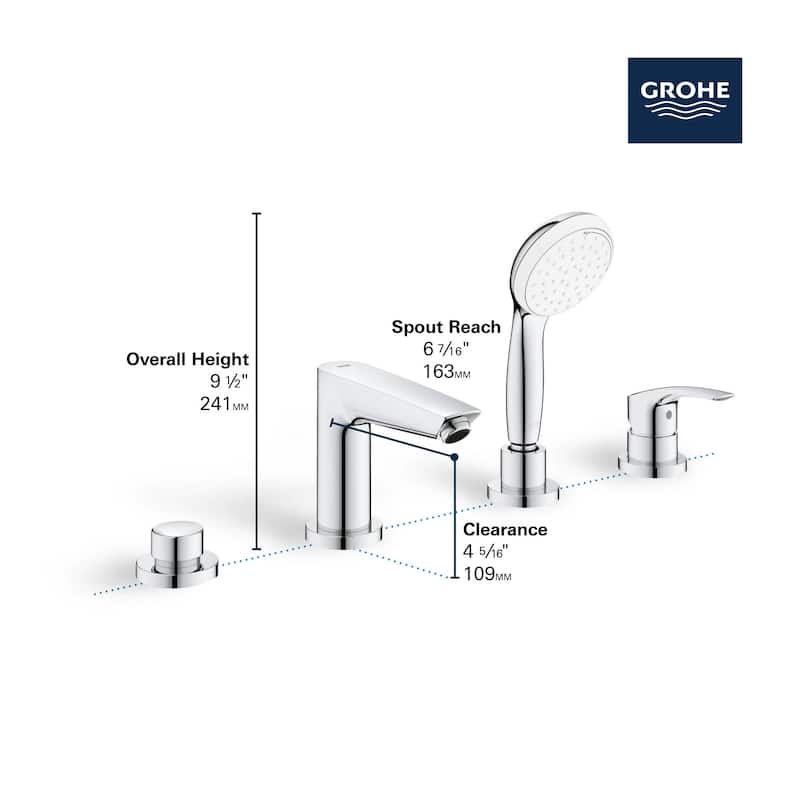 Grohe 25 245 3 Eurosmart 1.75 GPM Deck Mounted Tub Filler with