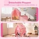 preview thumbnail 10 of 28, Gymax Kids Play Tent w/Playpen Yard Door Curtains Windows Star Lights