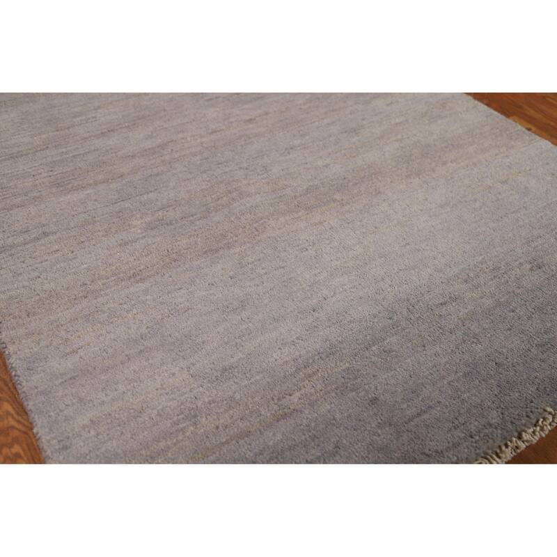 Hand Knotted Oriental 100% Wool Carpet Modern Modern Greys & Charcoal Gabbeh Area Rug - 4' 0'' X 2' 8''