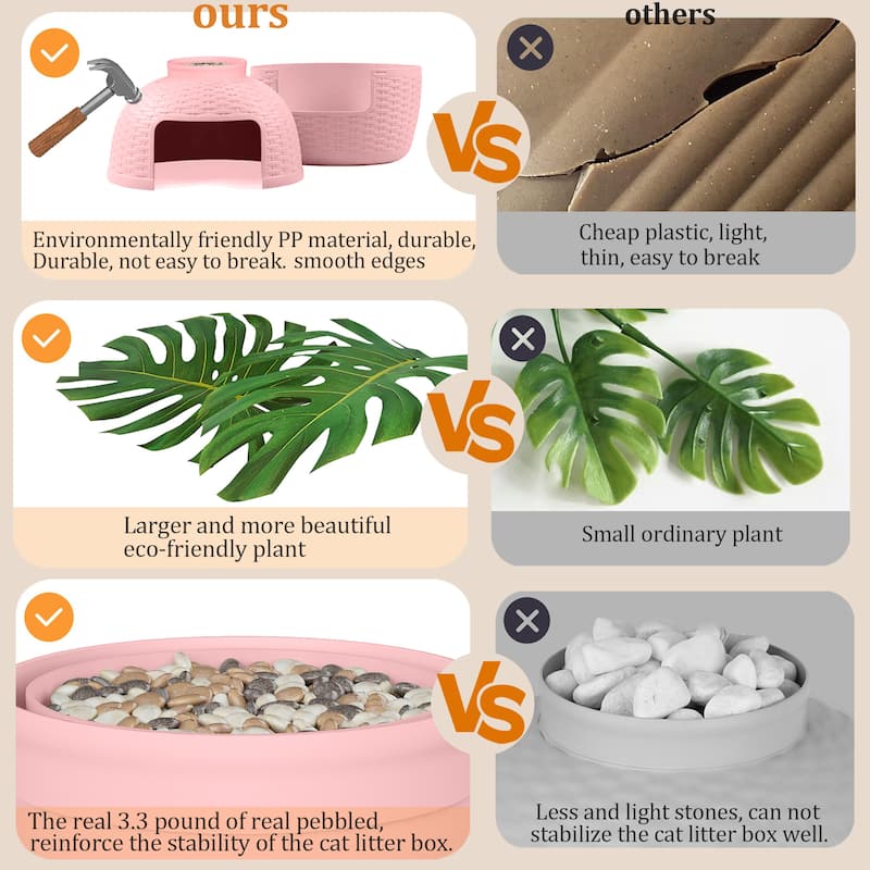 Hidden Litter Box with Faux Plant, Large Cat Litter Box