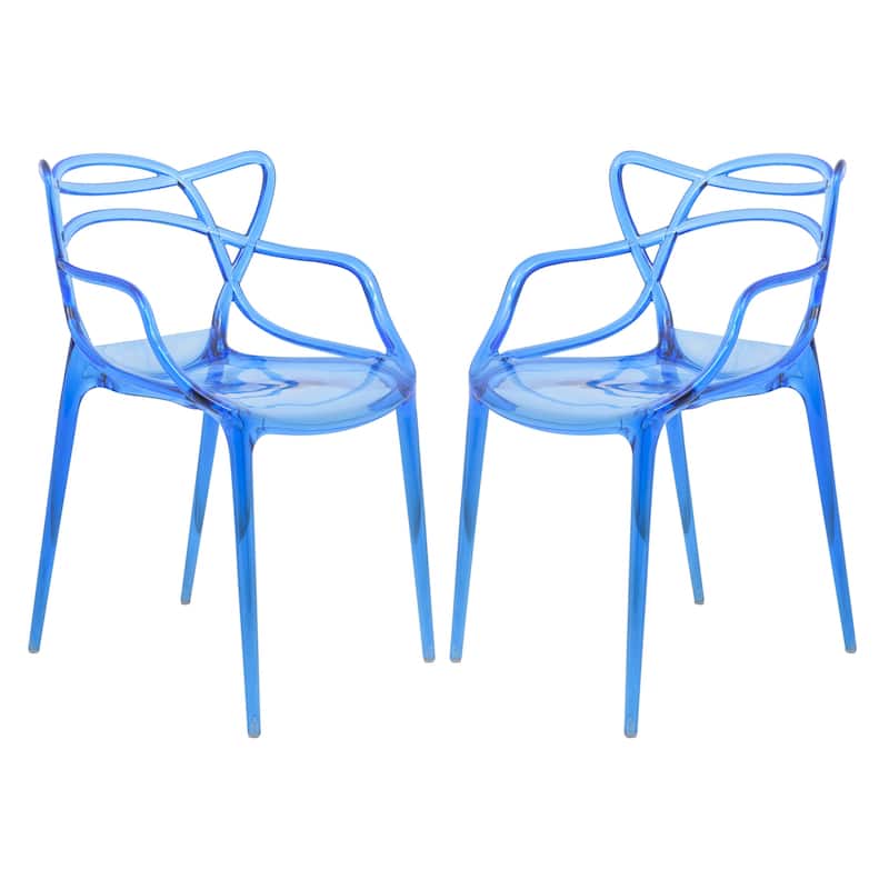 LeisureMod Milan Modern Wire Design Chair, Set of 2 - Red - 23 x 32.5 x 17.5