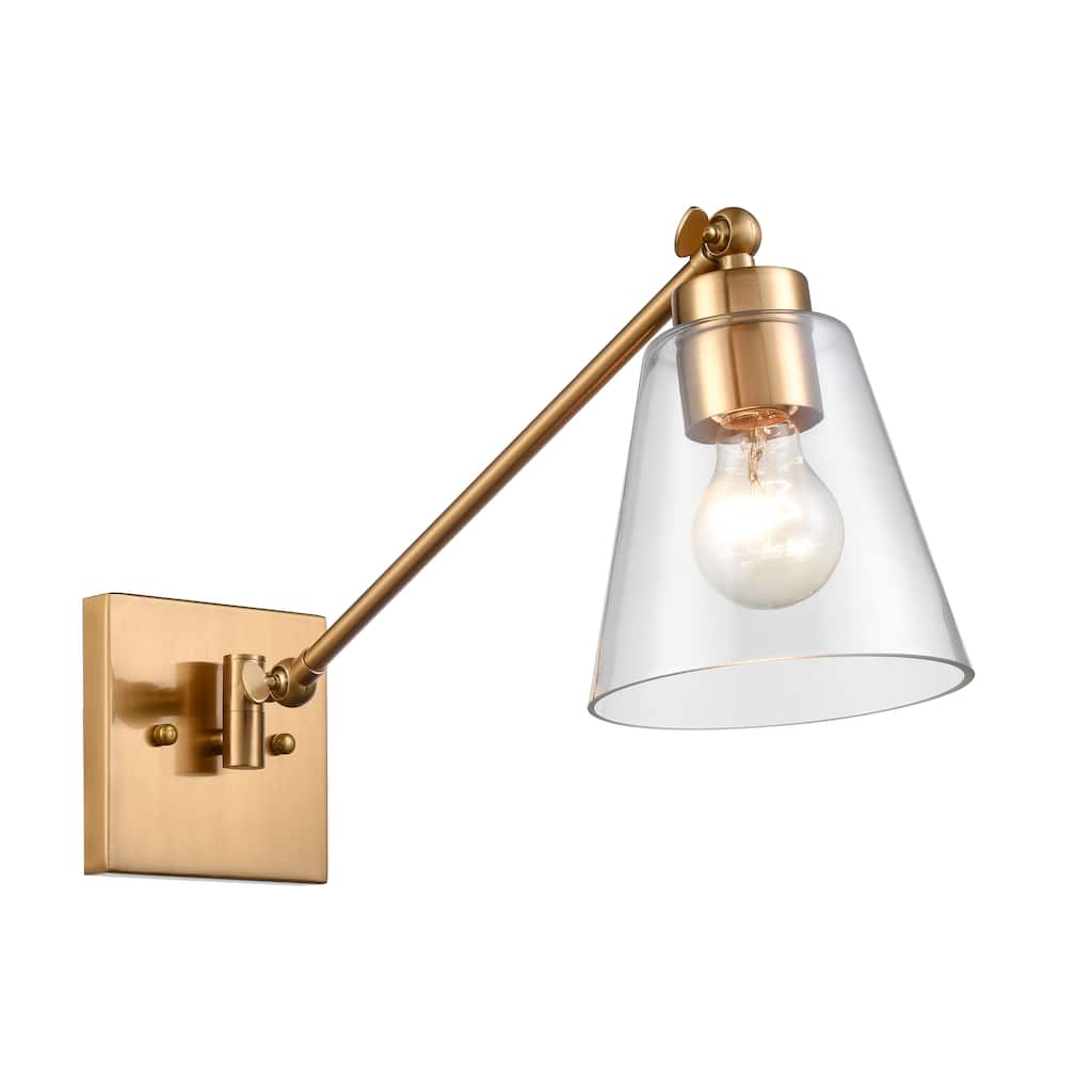 Elk Home East Point Satin Brass With Clear Glass Shade Sconce