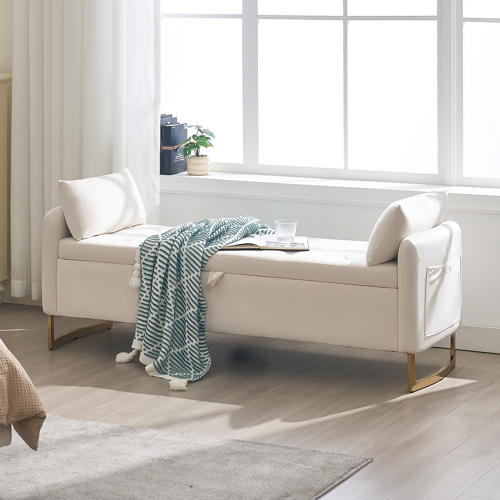 HOMYKA 60" Storage Ottoman Bench