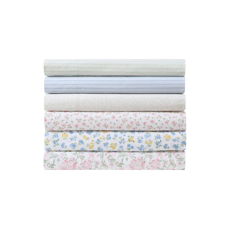 Laura Ashley Soft & Breathable Cotton Percale Deep-Pocket Sheet Set