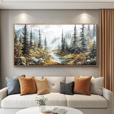 Misty Forest Paintings Tree landscape Wall Pictures Canvas Artwork