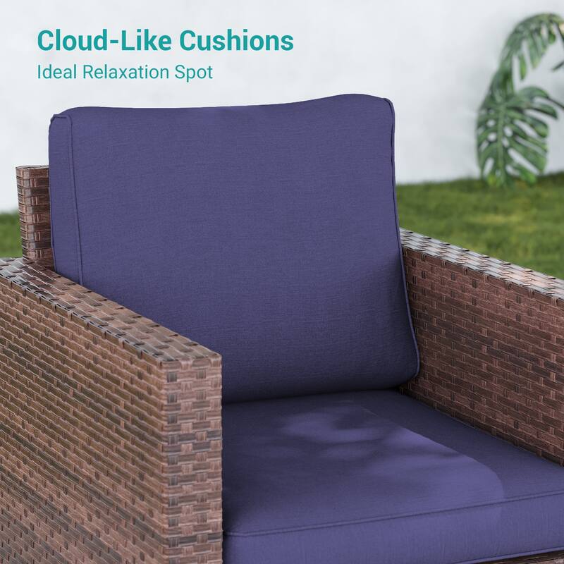 BONOSUKI 2-Piece Patio Chair Set Brown Rattan Swivel Rocking Chair Set, Outdoor Furniture PE Wicker Set