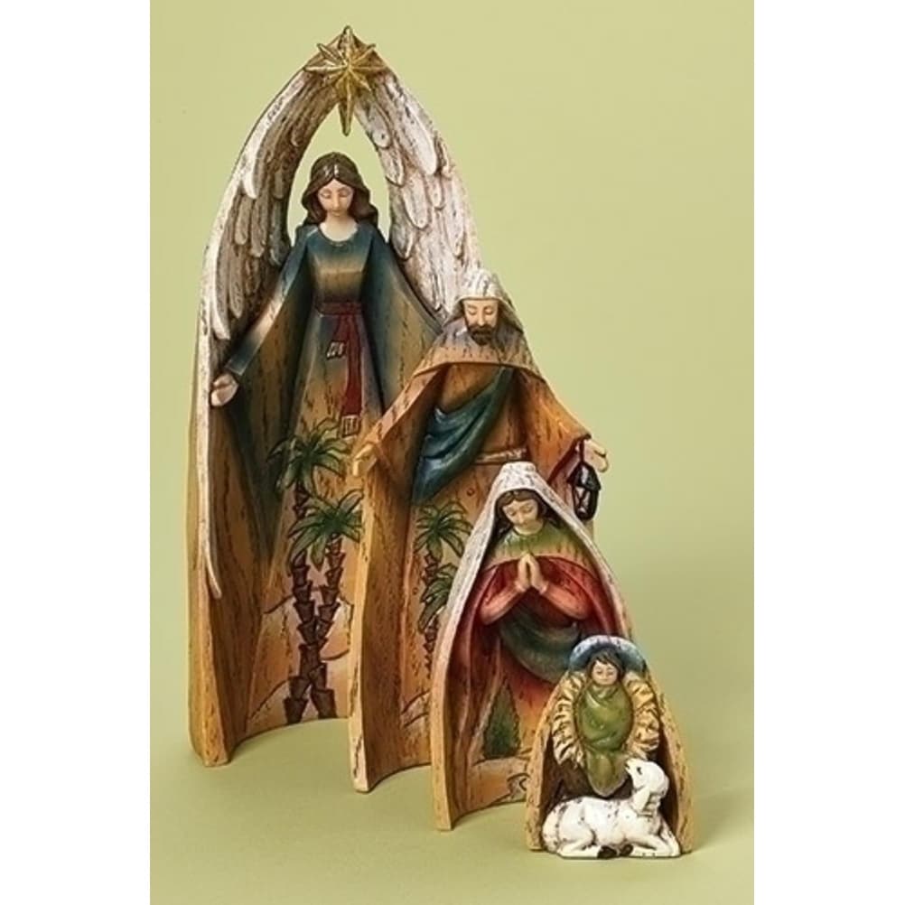 Shop Set Of 4 Holy Family With Angel And Lamb Nativity Scene