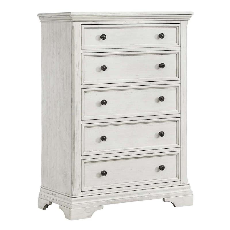Olivia 5-Drawer Chest - Brushed White