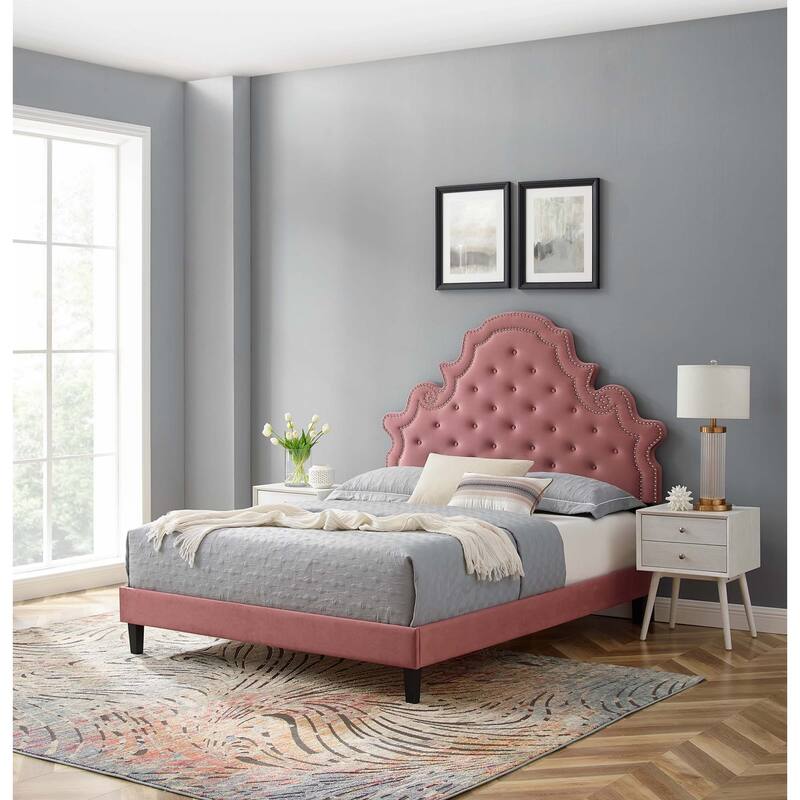 Gwyneth Tufted Performance Velvet Full Platform Bed