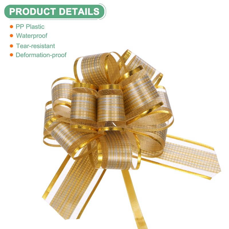10pcs Large Pull Bow 6 Inch Flower Bows for Wedding Baskets - 6 Inch