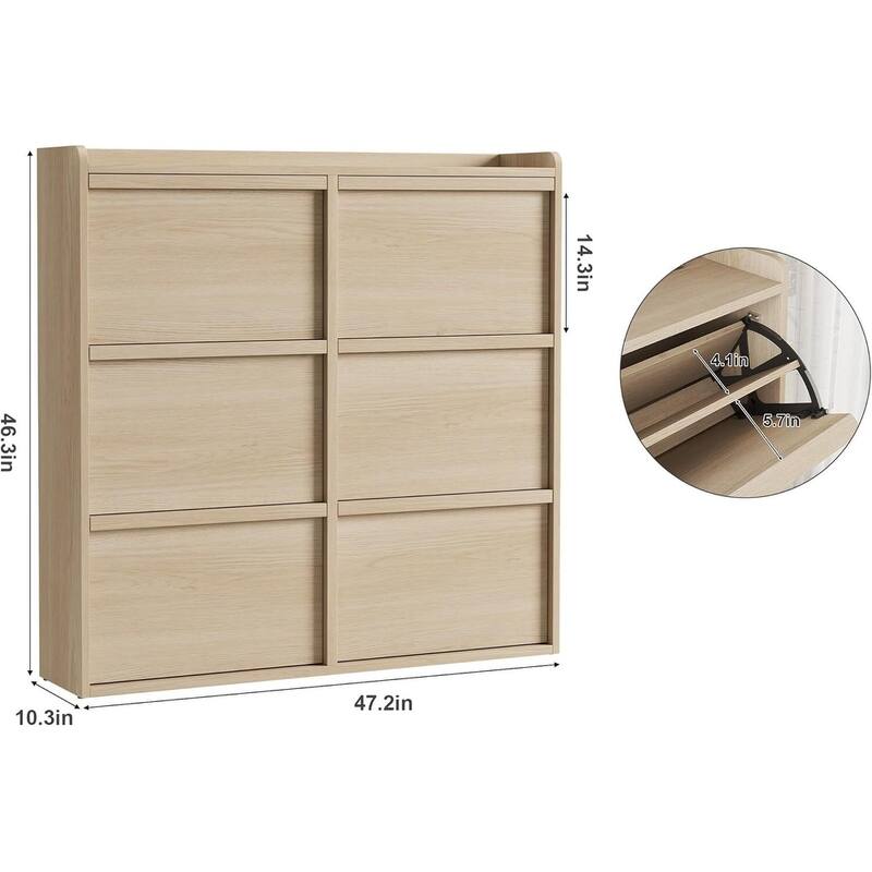 Narrow Shoe Cabinet Organizer with 6 Flip Drawers for Entryway, Hallway, Living Room
