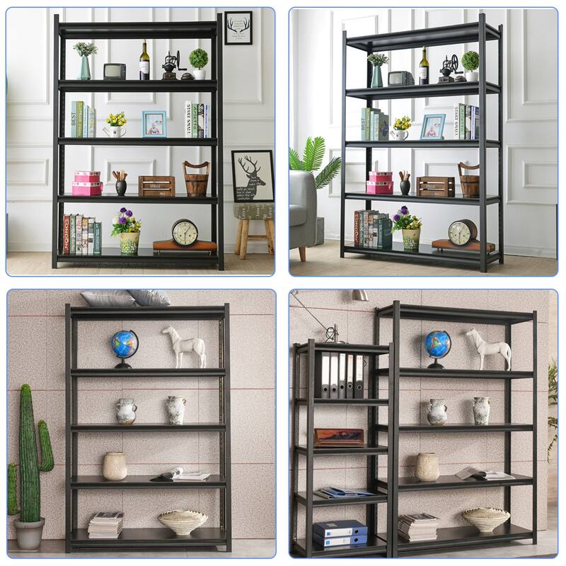 72"H 5 Tier Metal Heavy Duty Storage Shelves with Adjustable Shelf