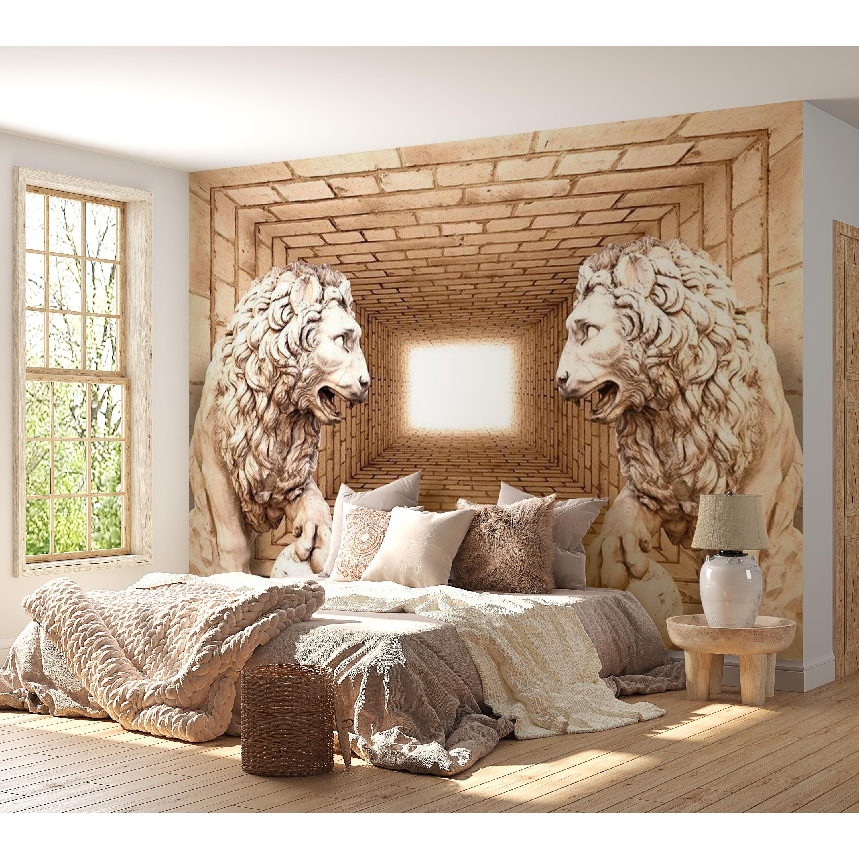 lion mural wallpaper
