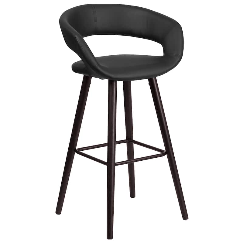 29'' High Contemporary Vinyl Rounded Back Barstool with Wood Frame - 22"W x 19"D x 39"H