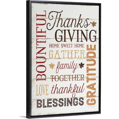 "Thanksgiving" Black Float Frame Canvas Art