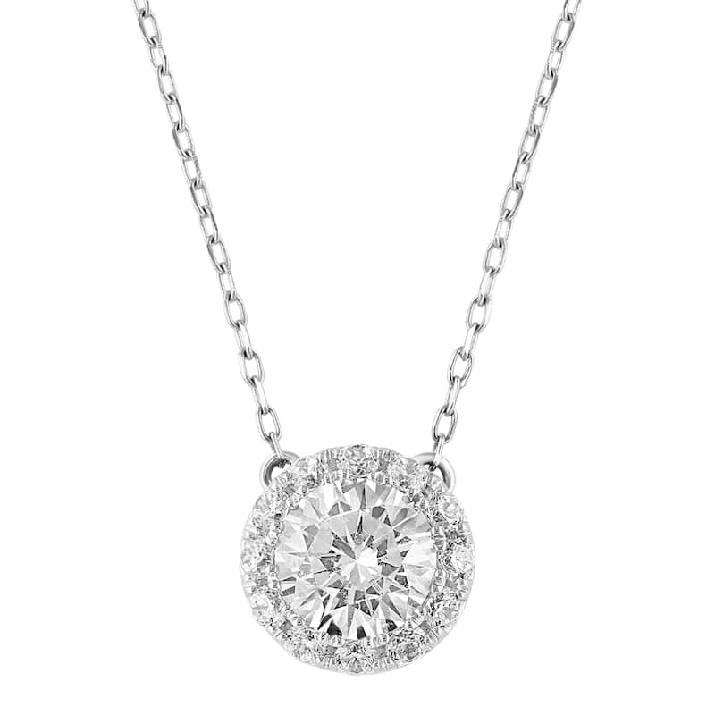EFFY 14k White Gold Lab Grown Diamond Round Necklace