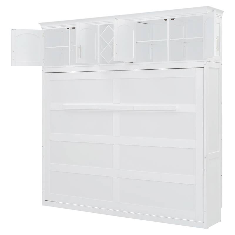 Queen Murphy Bed Cabinet with Dual-Piston Mechanism, No Box Spring
