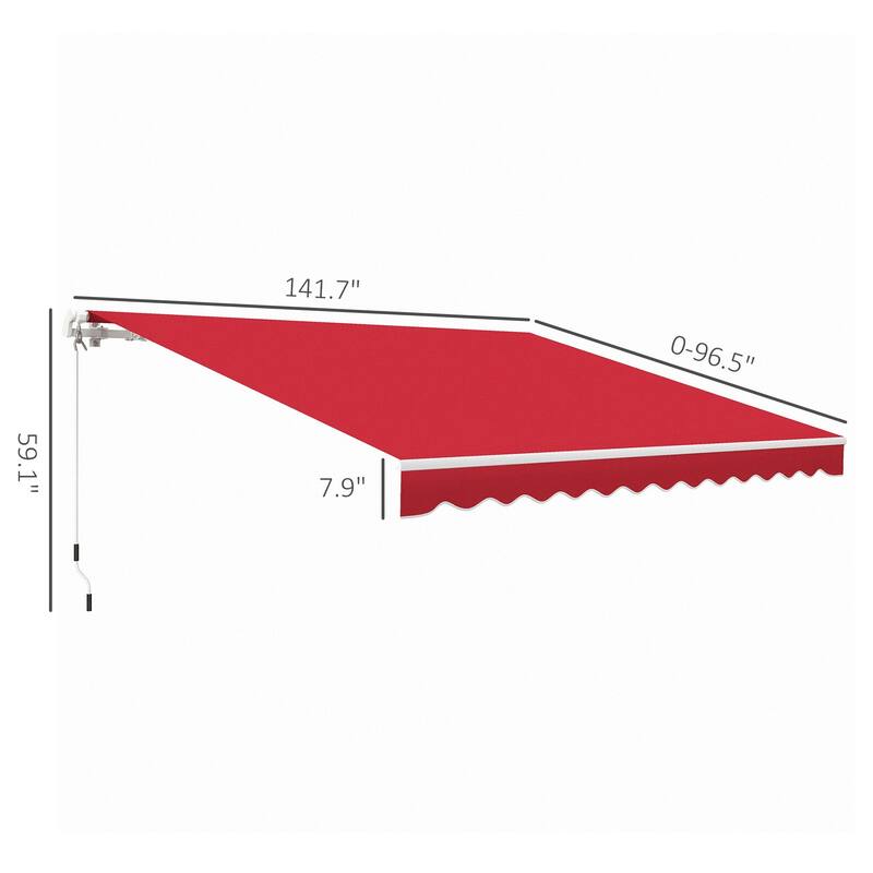 141.8"L x 118.1"W Wall Mounted Terrace Retractable Awning