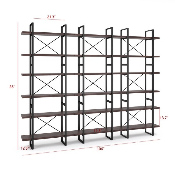 Davee 6-Tier Dark Walnut Color Room Divider Bookcase - 85