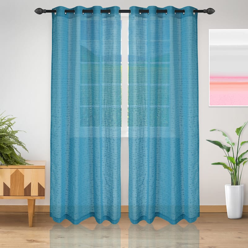 Superior Burdett Sheer Grommet Dots Curtain Panel Pair