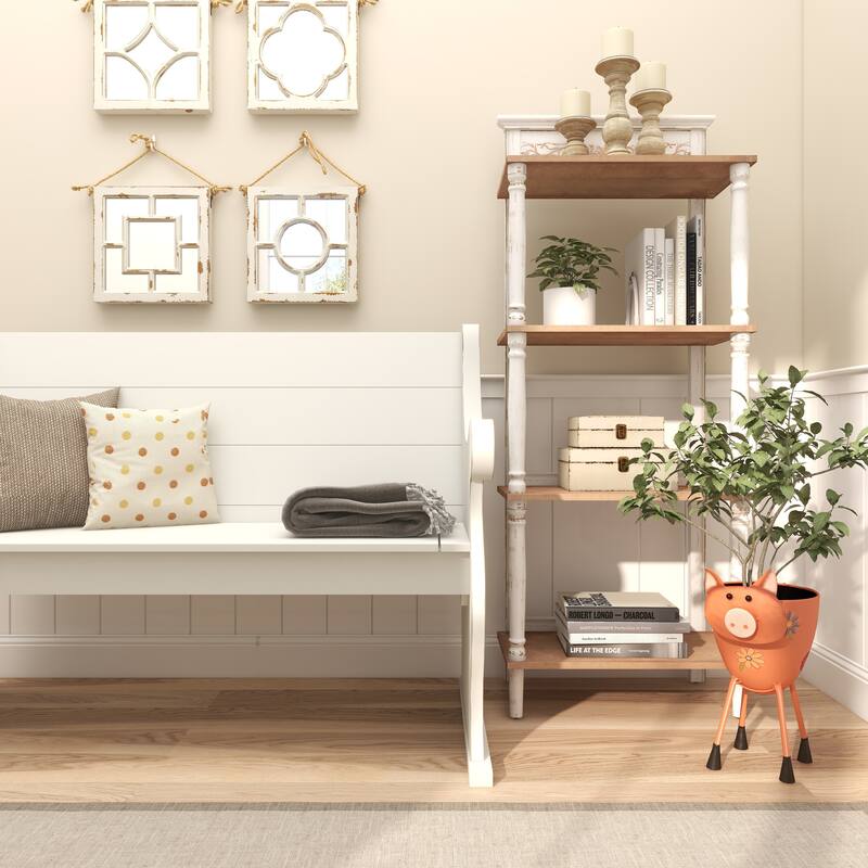 Pink Metal Pig Indoor Outdoor Planter with Floral Accents