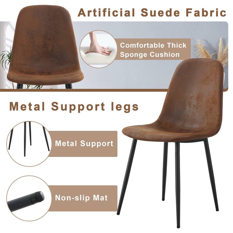 42" Round Dining Table Set for 4, 5-Piece Modern Dining Room Table with 4 Linen Chairs, Small Space Circle Dining Furniture