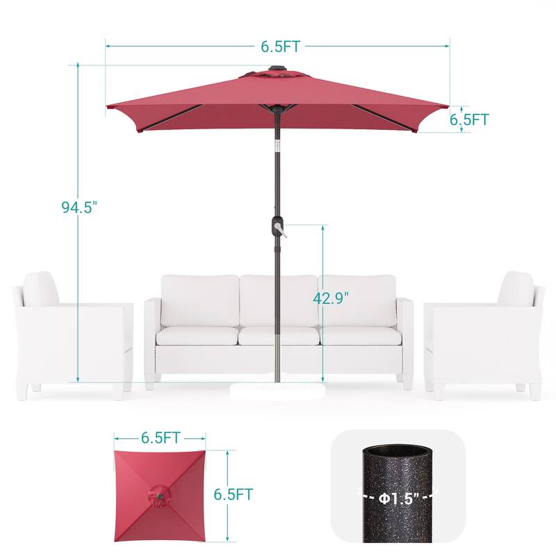 BONOSUKI 6.5x6.5Ft Patio Market Umbrella Weather-Resistant Frame