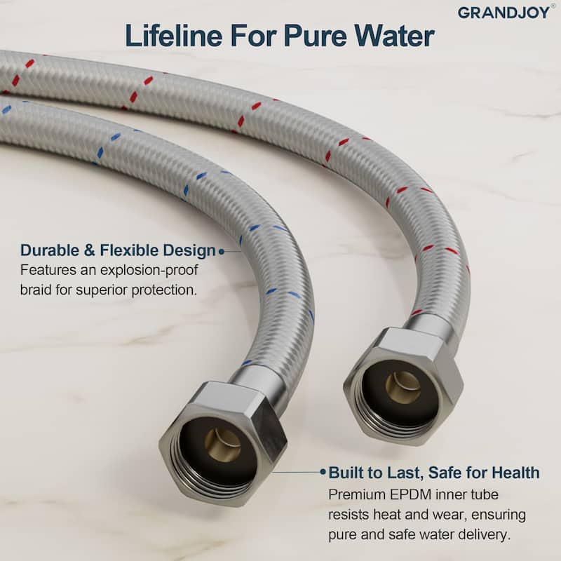 GRANDJOY High Arc Double Handle Bathroom Sink Faucet with Drain