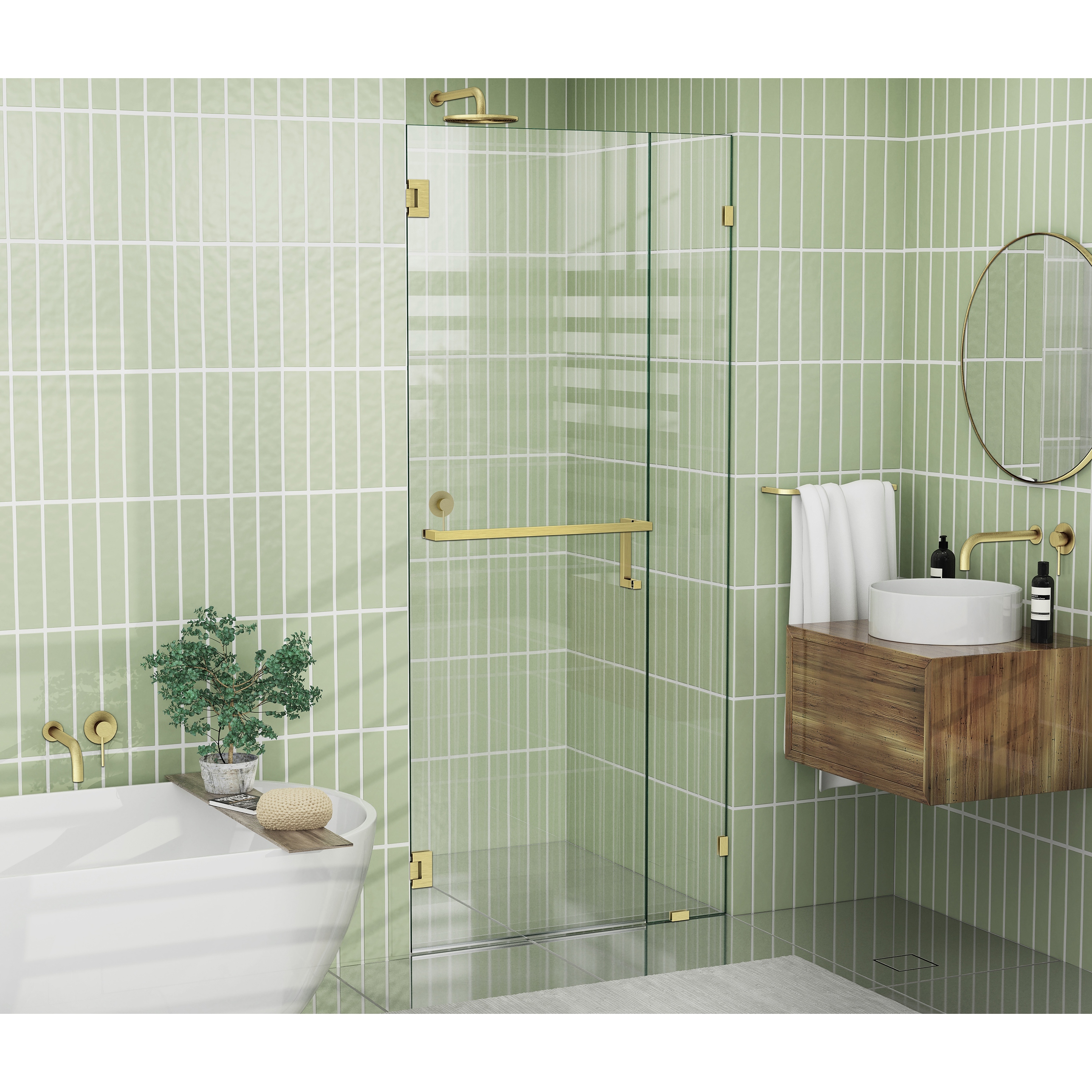 Glass Warehouse 78 x 41.75 Frameless Towel Bar Shower Door Wall Hinge Bed Bath Beyond 32845431
