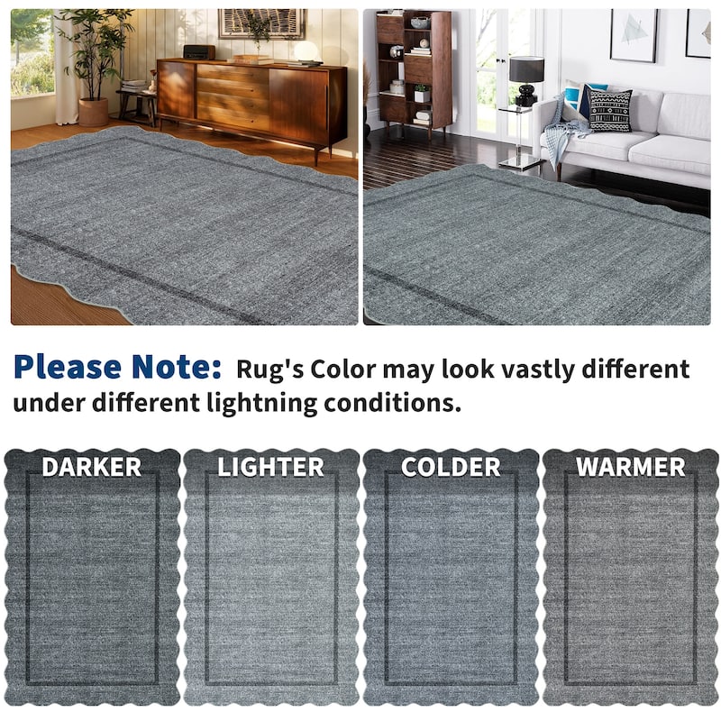 Garvee Scallop Solid Washable Area Rug