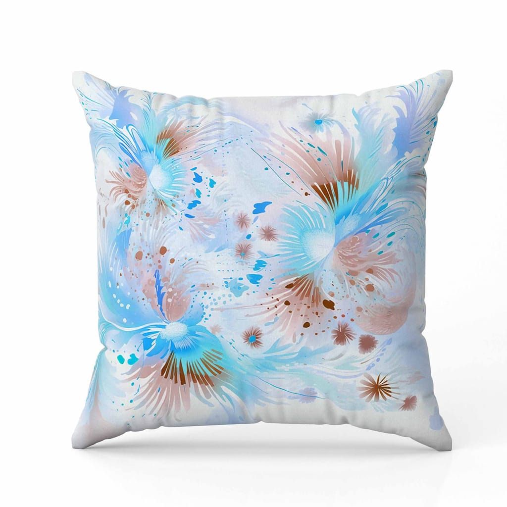 Vibrant Brushstrokes Faux Suede Reversible Throw Pillow Blue and Brown